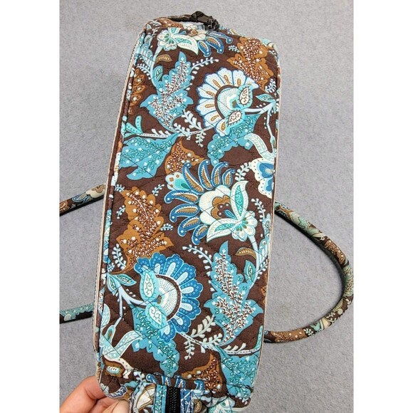 Vera Bradley Bag Purse Hobo Brown Java Blue Floral Paisley Pockets Quilted Y2K - Picture 12 of 13